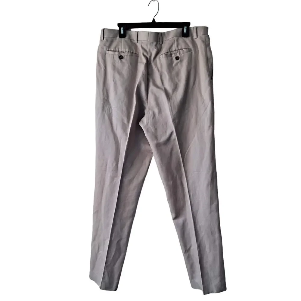Banana Republic Tailored Linen Blend Trousers Dress Pants Khaki Mens Size 36x32